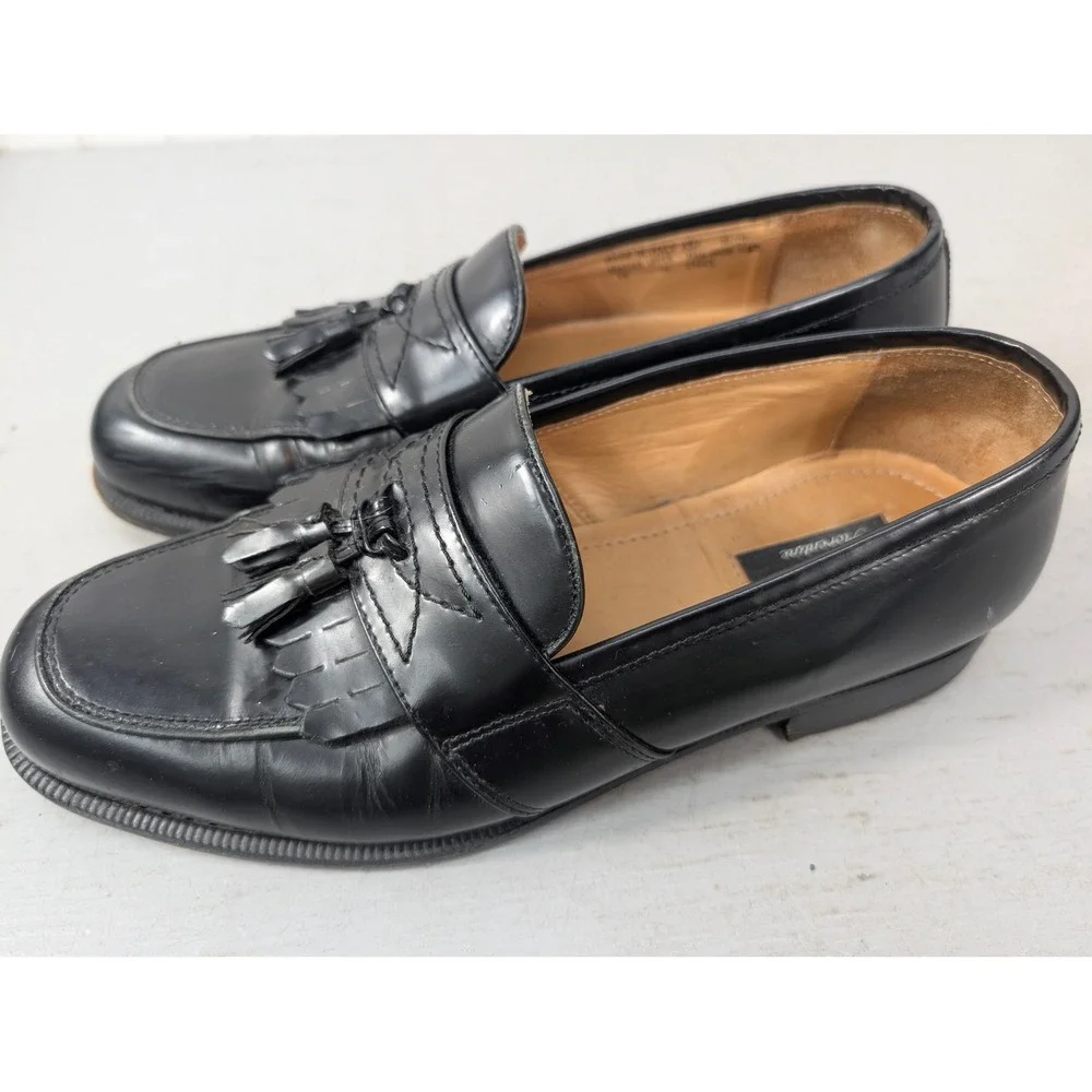 Vintage Bostonian Leather Loafers Tassel Kiltie Men's 9.5 Black Italian Slip On
